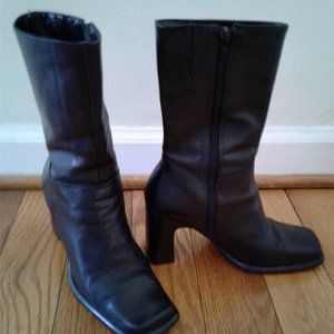 Ladies size 7 (3 inch heel) Fine Leather Boots by FABRIQUE AU BRESIL